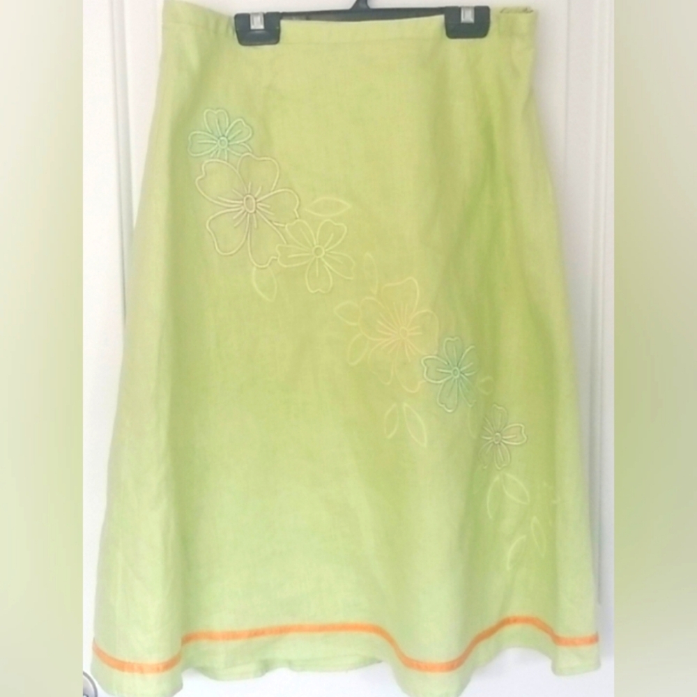 Malcolm & Co Light Green Linen Skirt Size 10
